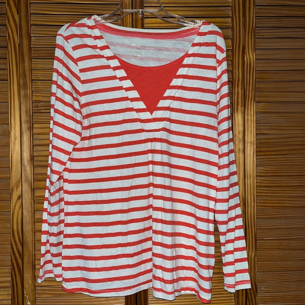 White Stag Brianna Long Sleeve Striped‎ Tee Shirt Size Large